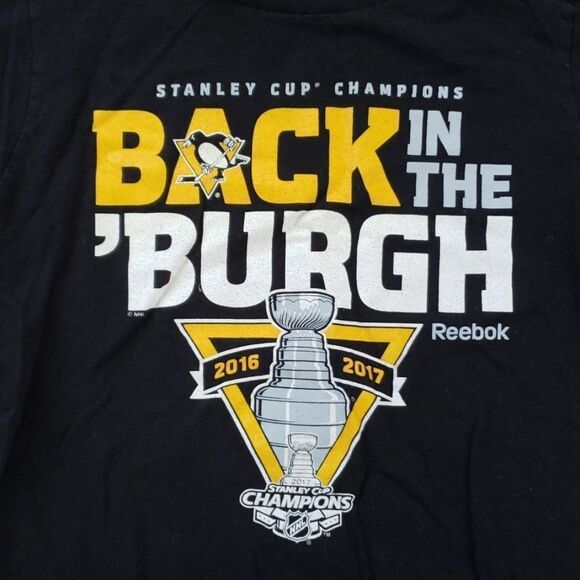 REEBOK 2017 STANLEY CUP PENGUINS TEE SIZE SMALL - Picture 2 of 5